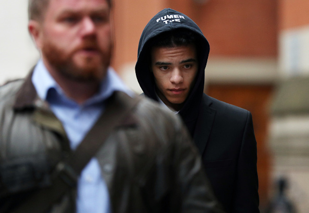 Mason Greenwood leaving court after the first day of his trial