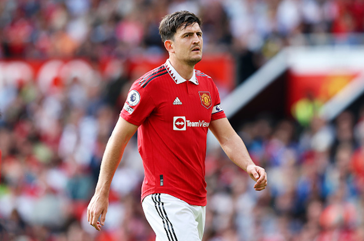 Harry Maguire playing for Manchester United against Fulham