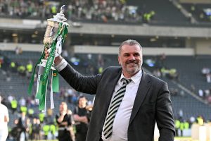 Ange Postecoglou after winning the domestic treble with Celtic