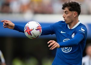 Kai Havertz attempting to control a ball for Chelsea
