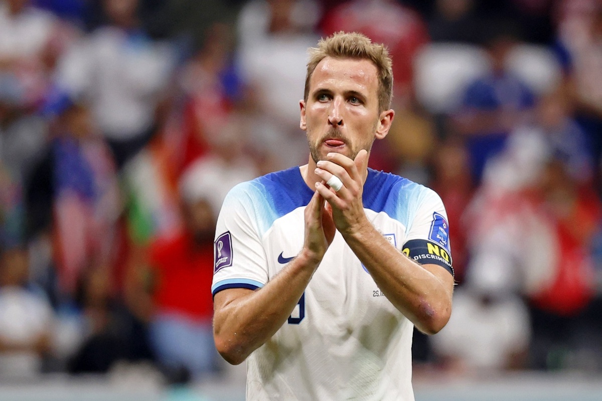 Harry Kane playing for England at the World Cup