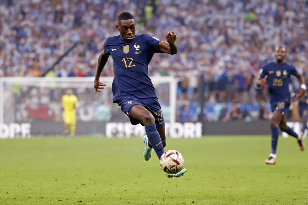Randal Kolo Muani playing for France in the World Cup 2022