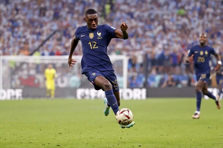 Randal Kolo Muani playing for France in the World Cup 2022