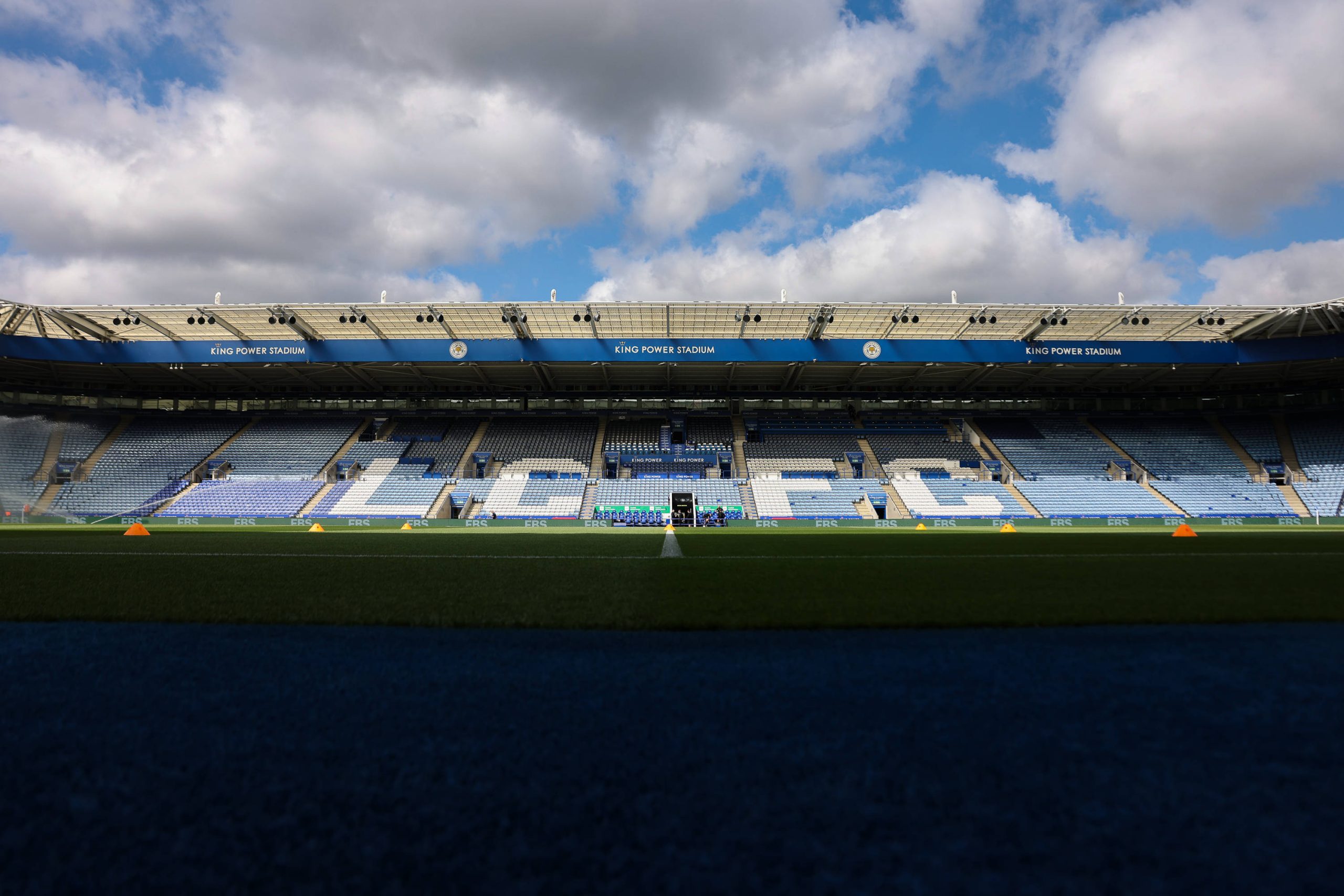King Power Stadium stand showing LCFC letters