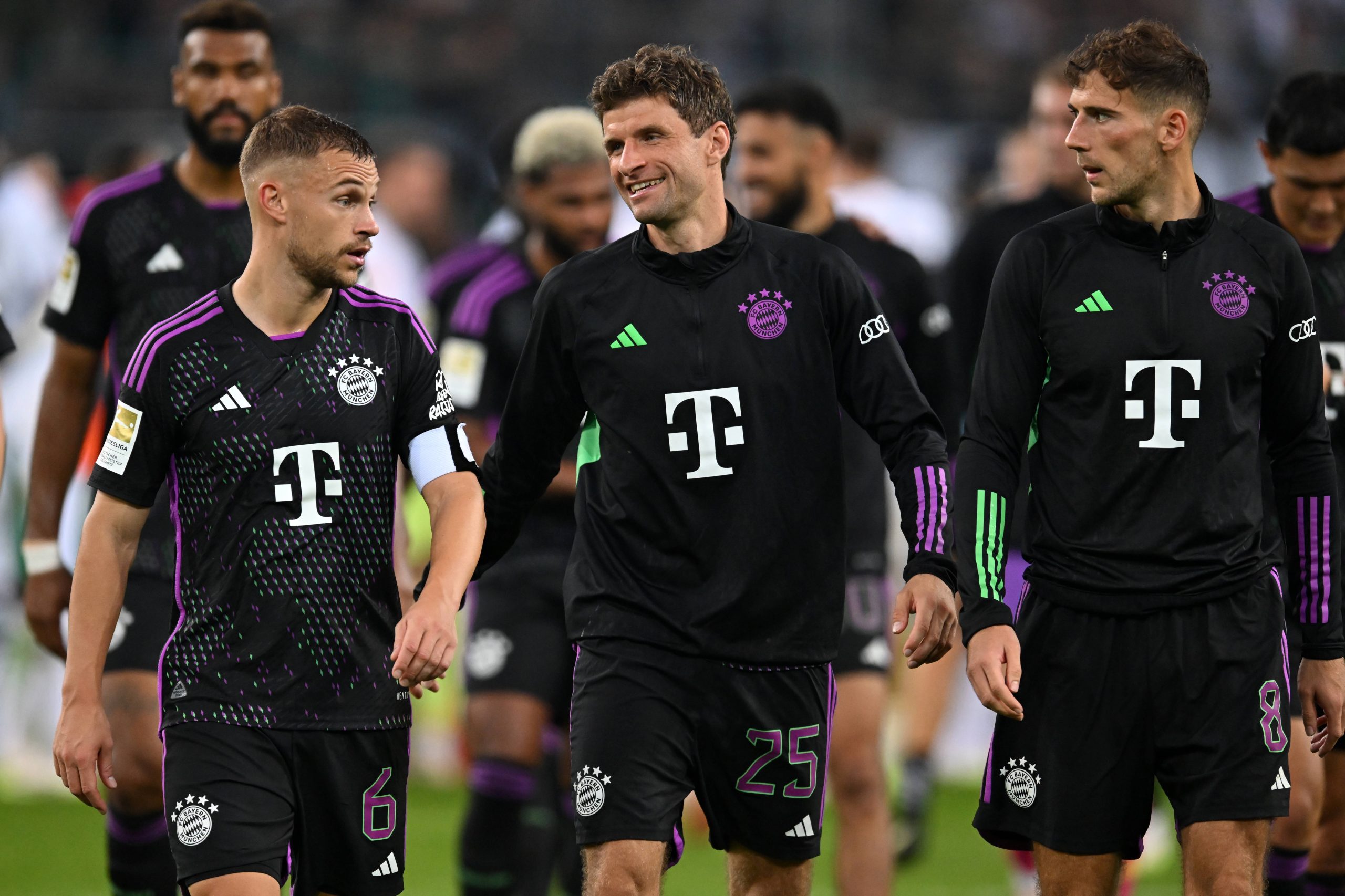 Bayern Munich players walk off the field
