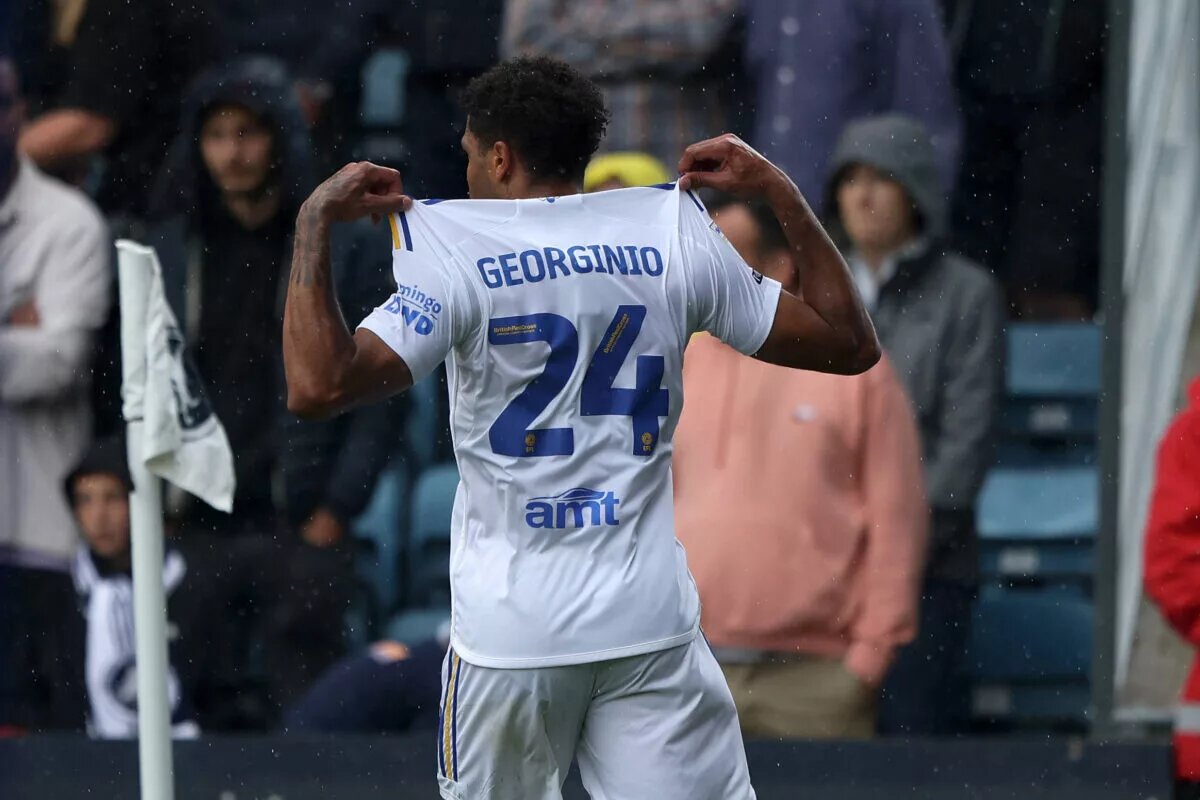 Georginio Rutter celebrates, part of the Leeds United predicted lineup