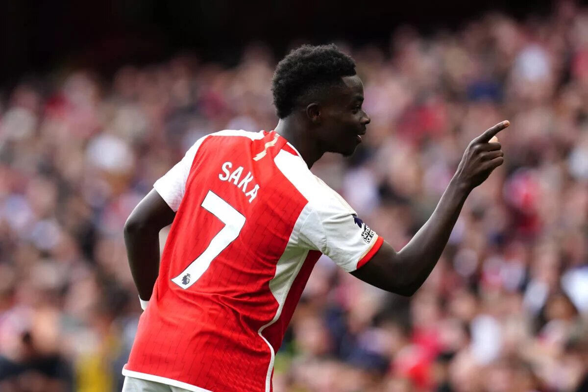 Arsenal, Bukayo Saka celebrating