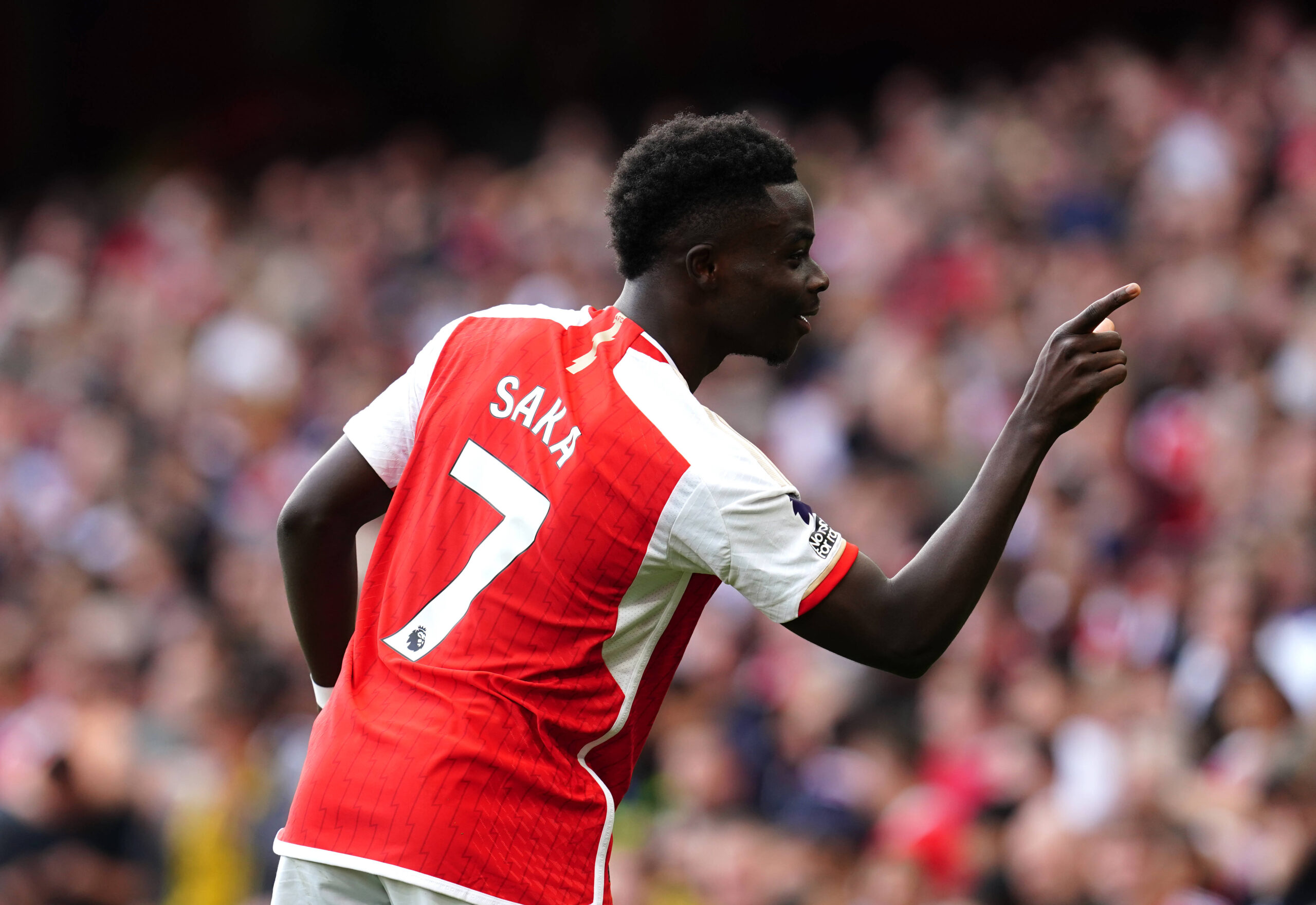 Arsenal, Bukayo Saka celebrating