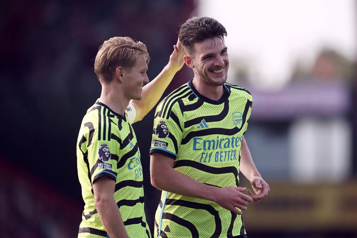 Declan Rice and Martin Odeegaard during a match