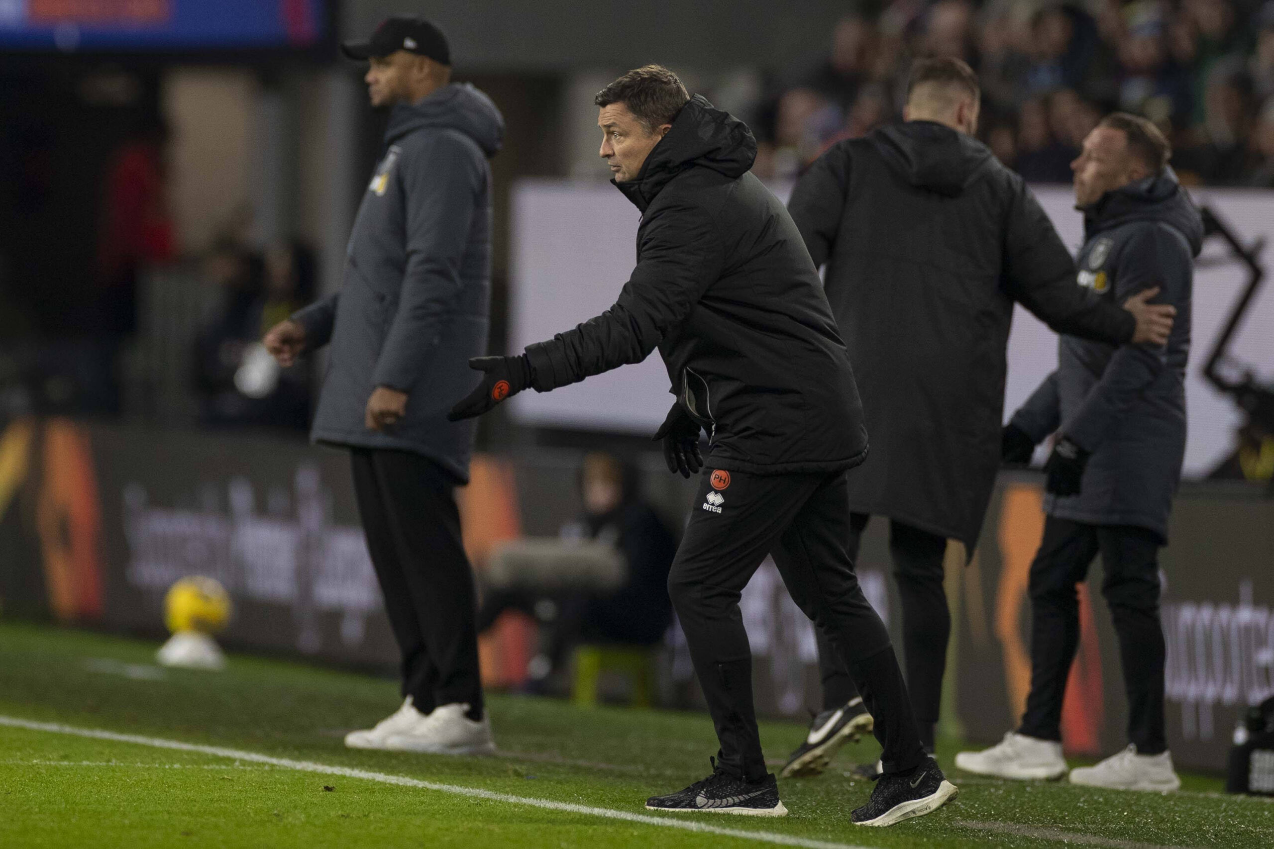 Paul Heckingbottom gives his team instructions from the sideline