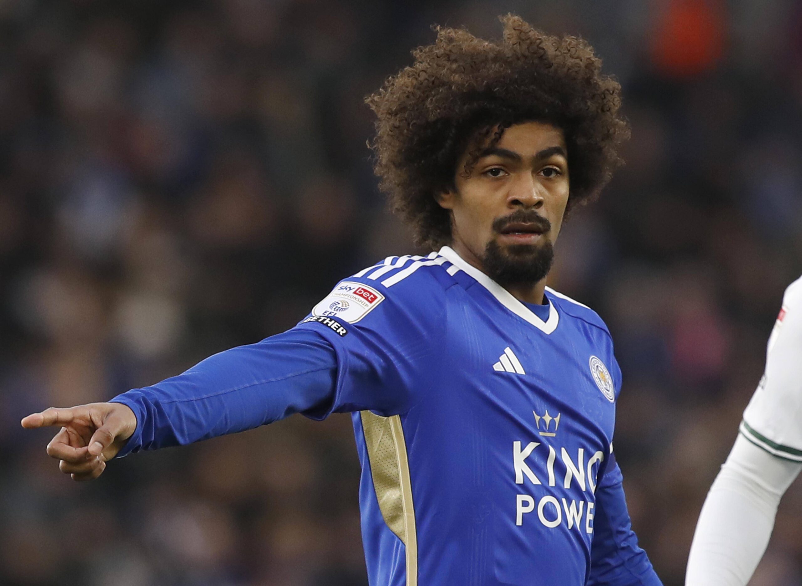 Leicester's Hamza Choudhury directing his teammates during a match