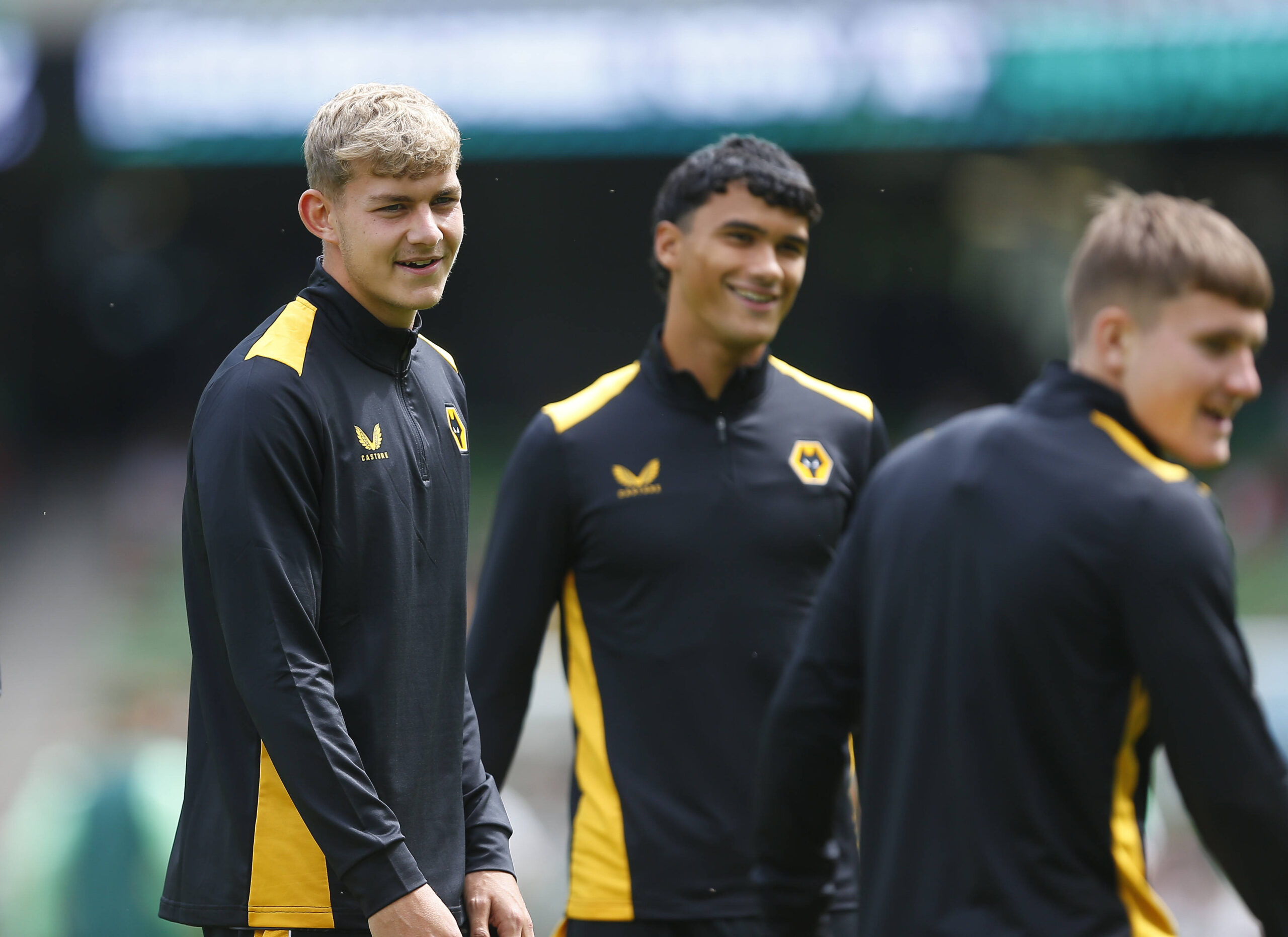 Wolves players warm up before friendly