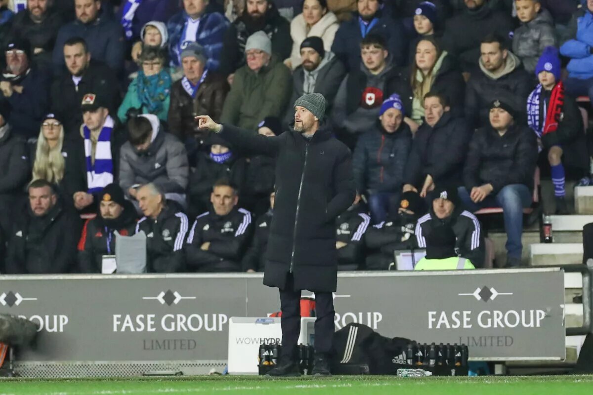 Erik ten Hag provides touchline instructions to his team