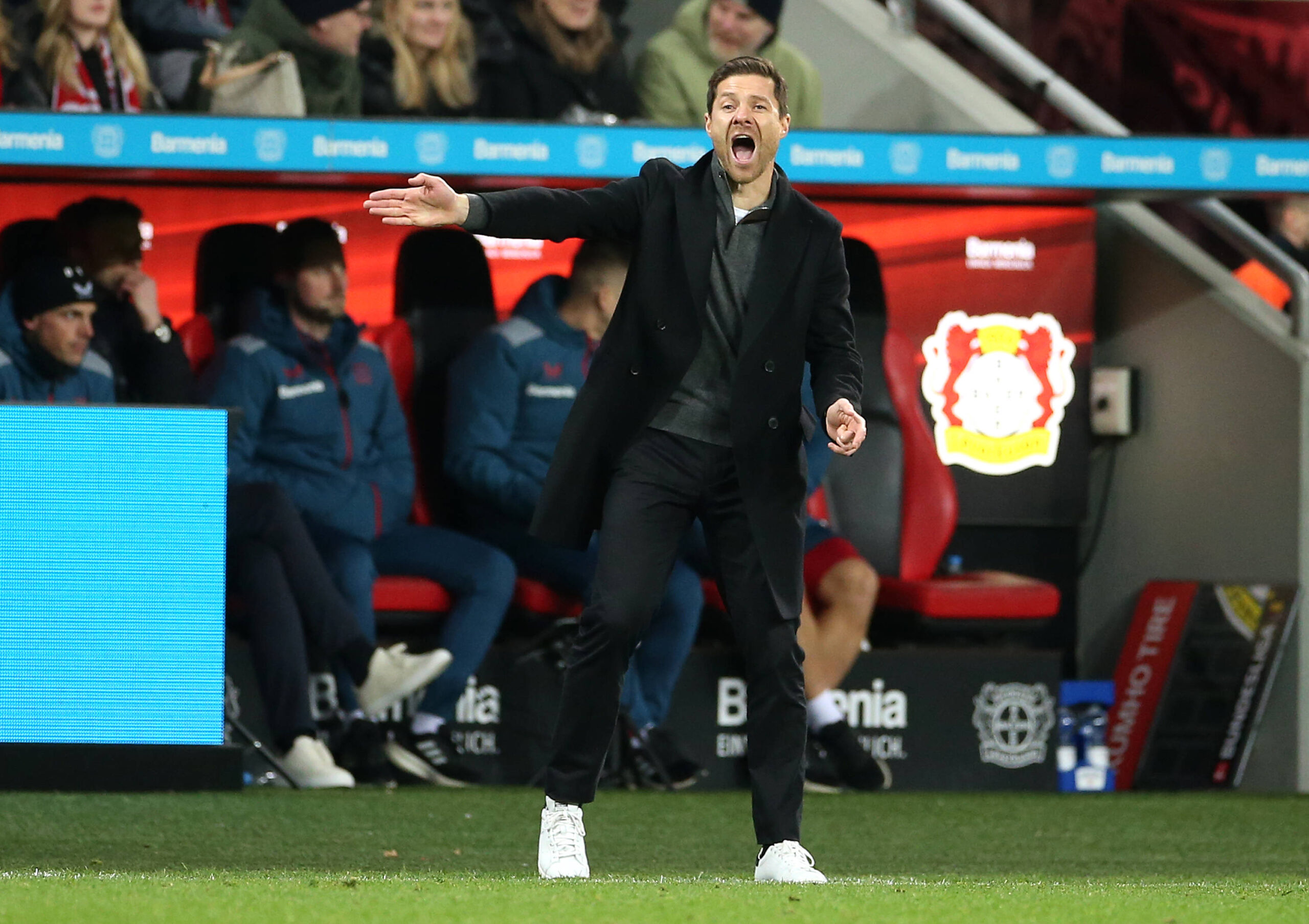 Xabi Alonso shouting instructions to his team from the sideline
