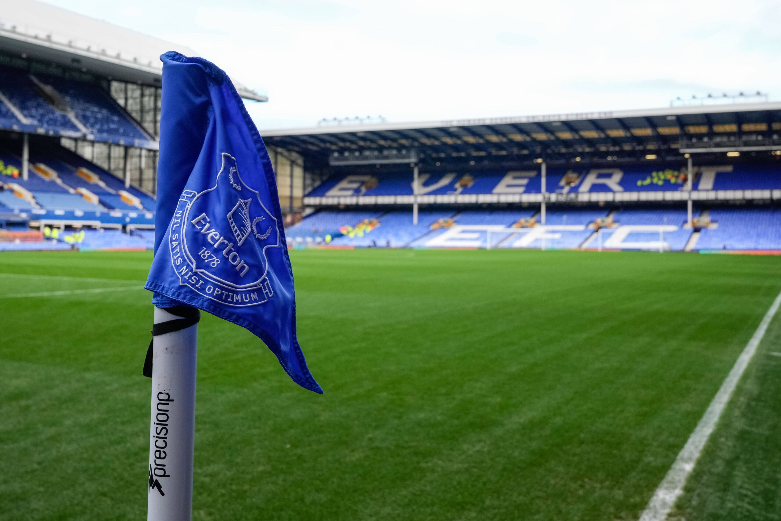 Image of the corner flag at an empty Goodison Park