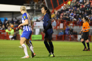 Mayra Ramirez in action against Brighton & Hove Albion in her debut