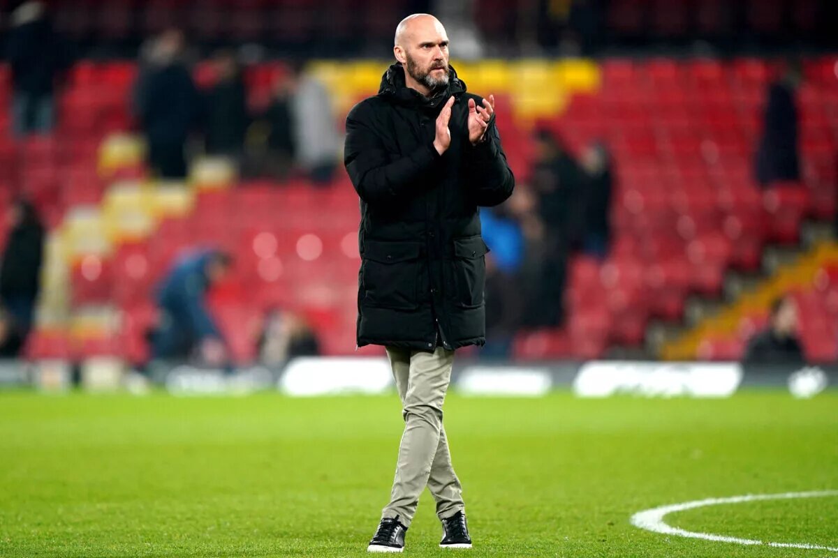 Swansea manager Luke Williams applauds fans after Watford clash