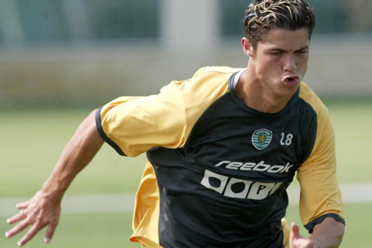 A young Cristiano Ronaldo shown training for Sporting Lisbon