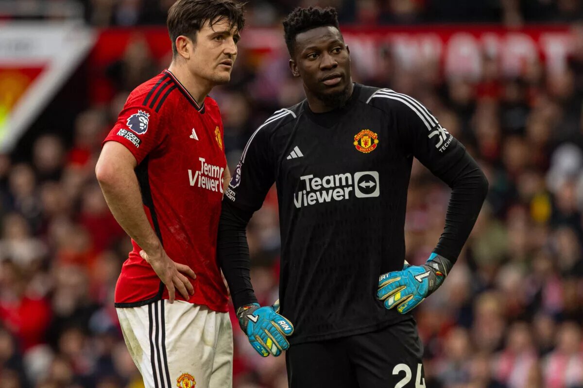 Andre Onana and Harry Maguire pictured during a match