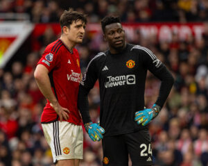 Andre Onana and Harry Maguire pictured during a match