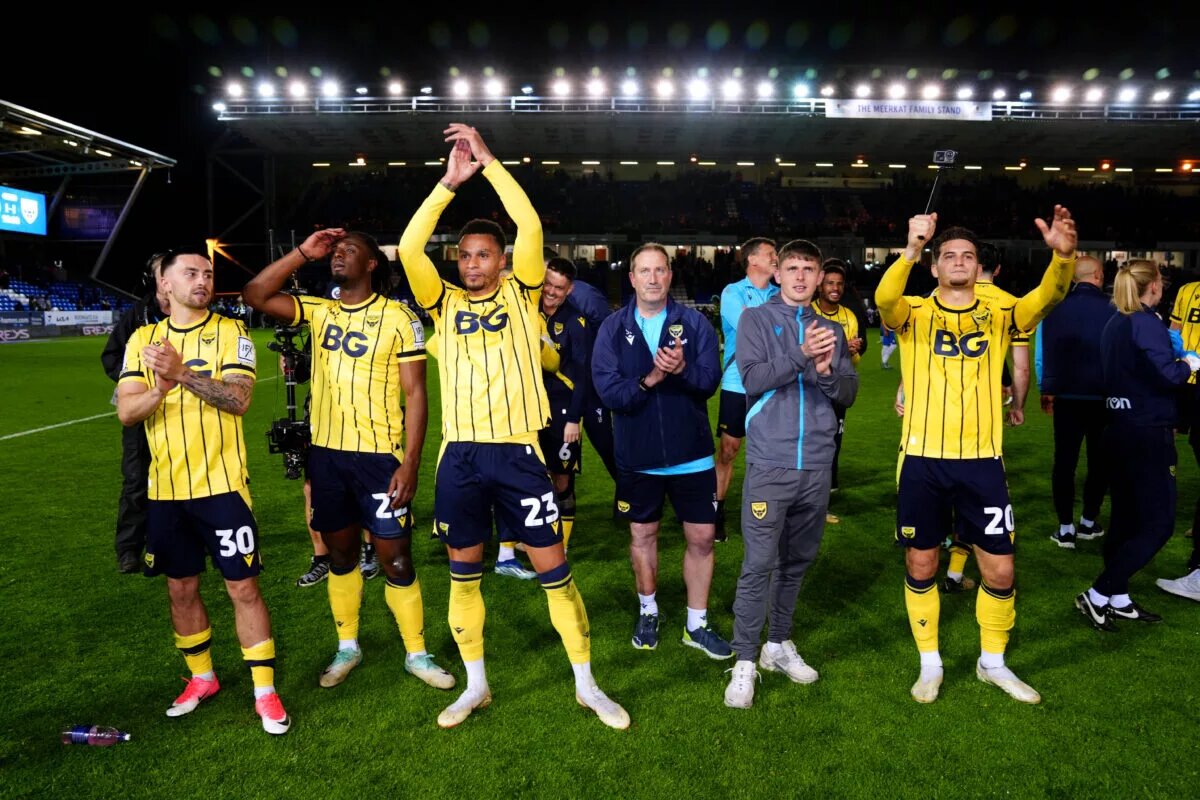 Oxford United players celebrating