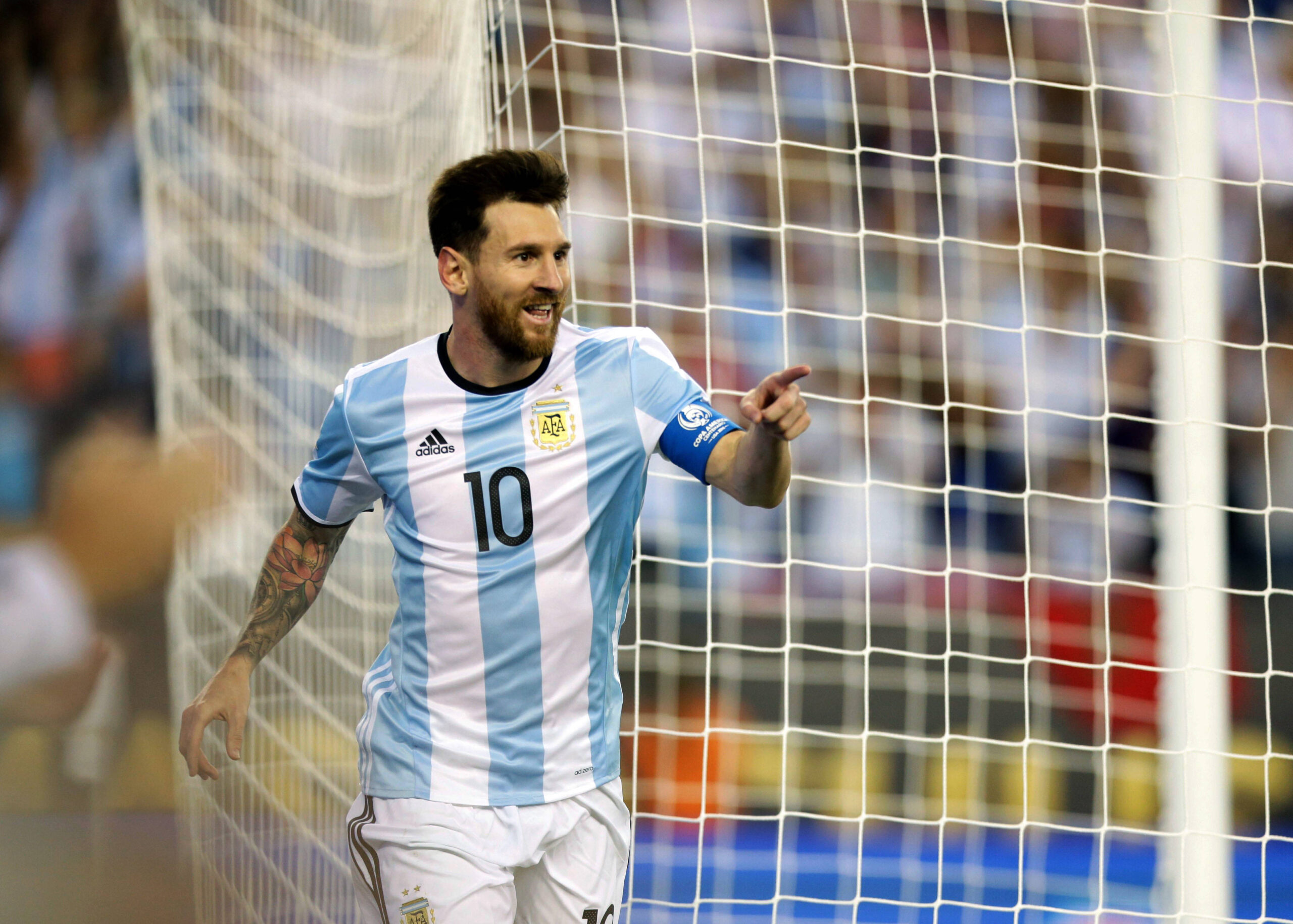 Lionel Messi of Argentina celebrates during Copa America contest