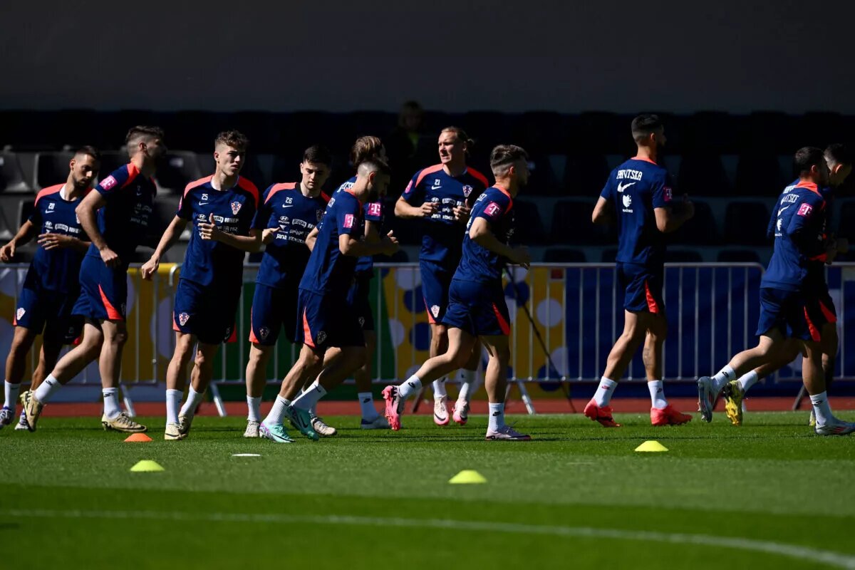 Croatian team practicing during the Euros