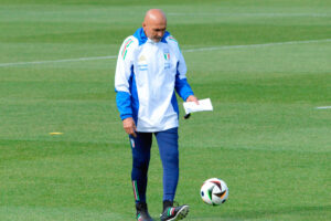 Luciano Spalletti pictured on the training ground for Italy during the Euros