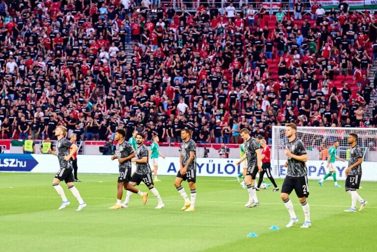 Germany players train before match