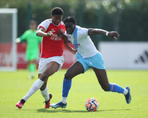 Chido Obi-Martin battles for the ball for Arsenal U18s vs Crystal Palace