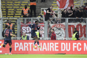 Jonathan David of Lille celebrates a goal