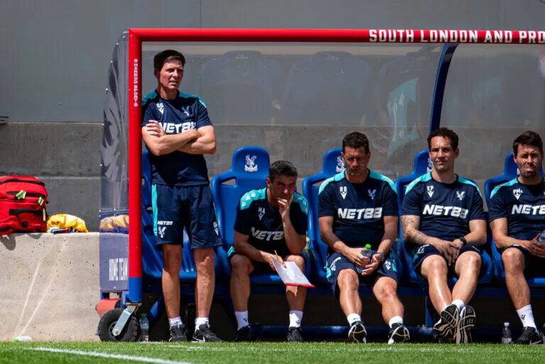 Oliver Glasner at the dugout during pre-season