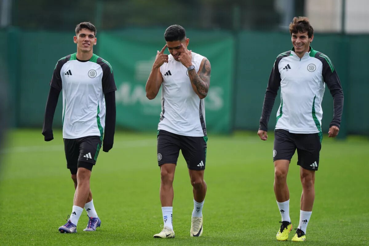 Alex Valle, Paulo Bernardo and Luis Palma pictured in Celtic training