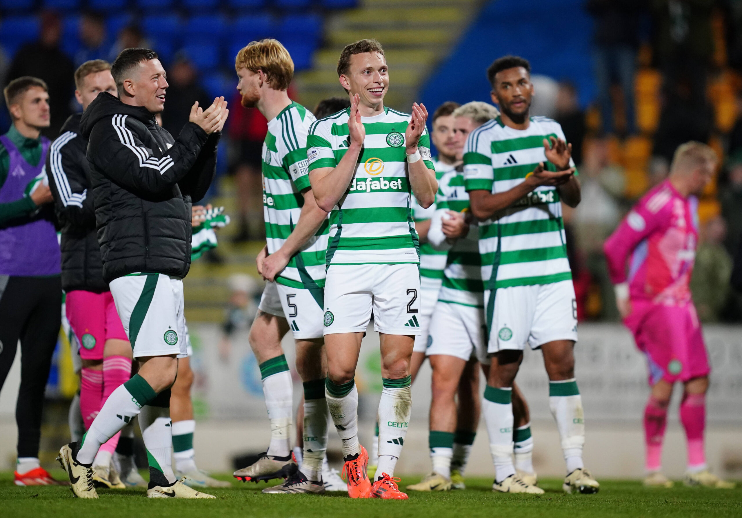 Celtic players applaud fans after win vs St Johnstone