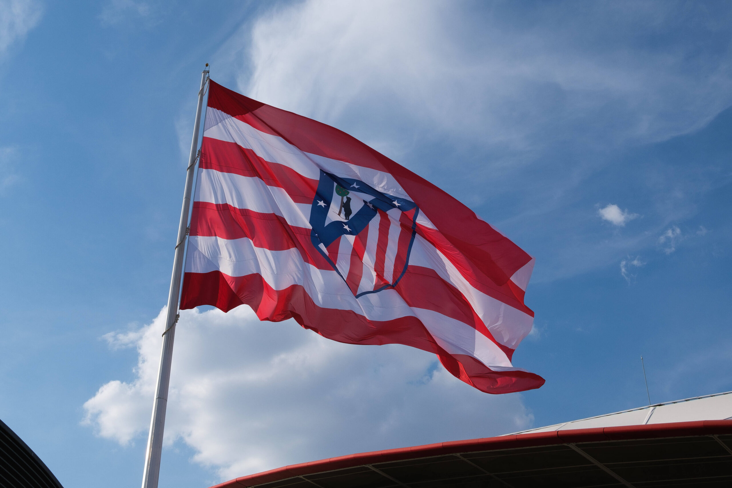 Atletico Madrid flag flying at their home venue