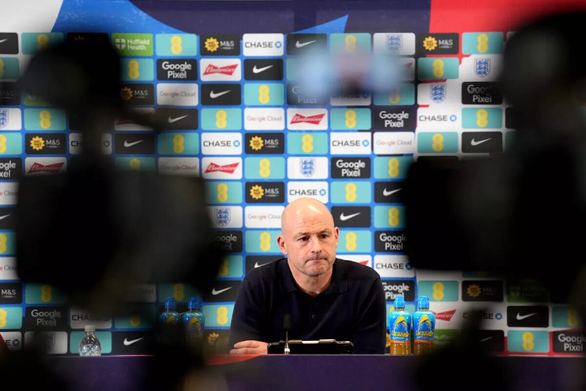 Lee Carsley pictured announcing England squad