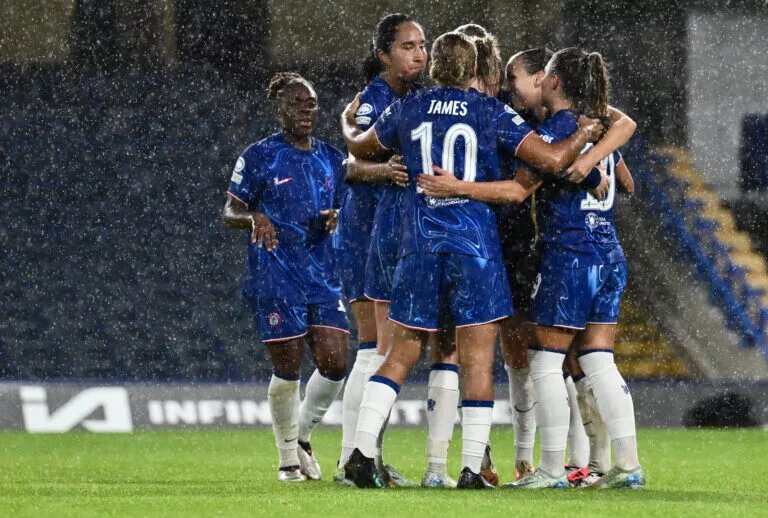 Chelsea Women predicted lineup - Chelsea Women celebrate goal against Real Madrid