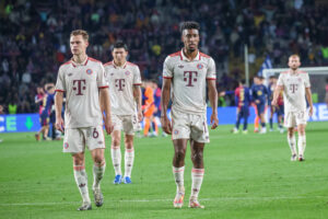 Bayern Munich players pictured leaving the pitch after 4-1 defeat