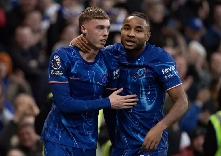 Chelsea's Cole Palmer and Christopher Nkunku celebrate goal