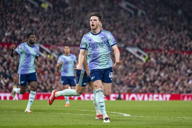 Arsenal vs Bayern Munich confirmed lineups - Declan Rice celebrates goal vs Manchester United