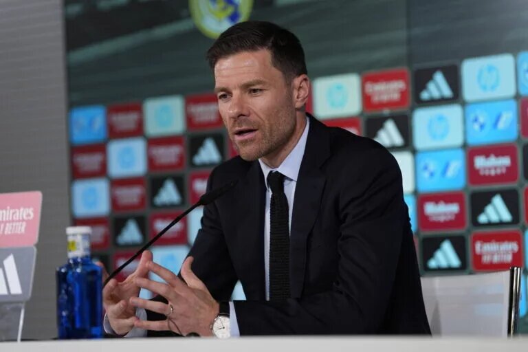 Real Madrid confirmed Lineup - image of Xabi Alonso at press conference