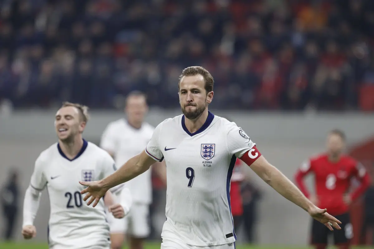 2026 World Cup: England s Harry Kane celebrate scoring during the FIFA World Cup, WM, Weltmeisterschaft, Fussball 2026 European qualification football match between Albania and England at the Air Albania stadium in Tirana, on November 16, 2025.