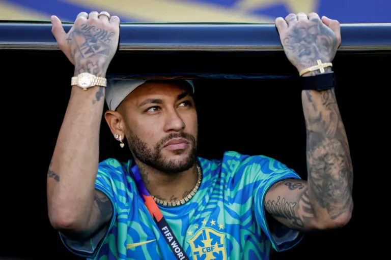 Brazil vs Haiti: Group C - Brazil v Morocco - New York/New Jersey Stadium, East Rutherford, New Jersey, U.S. - June 13, 2026 Brazil's Neymar Jr. looks on before the match