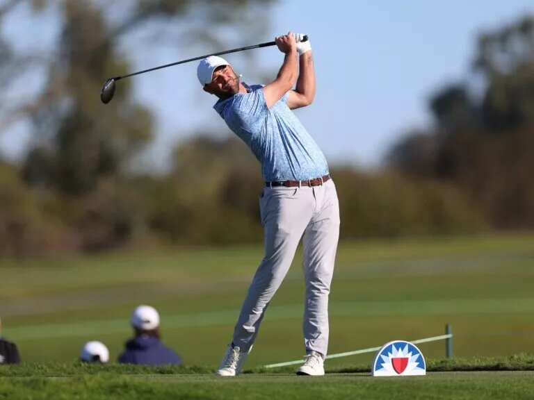 Wesley Bryan of LIV Golf teeing up