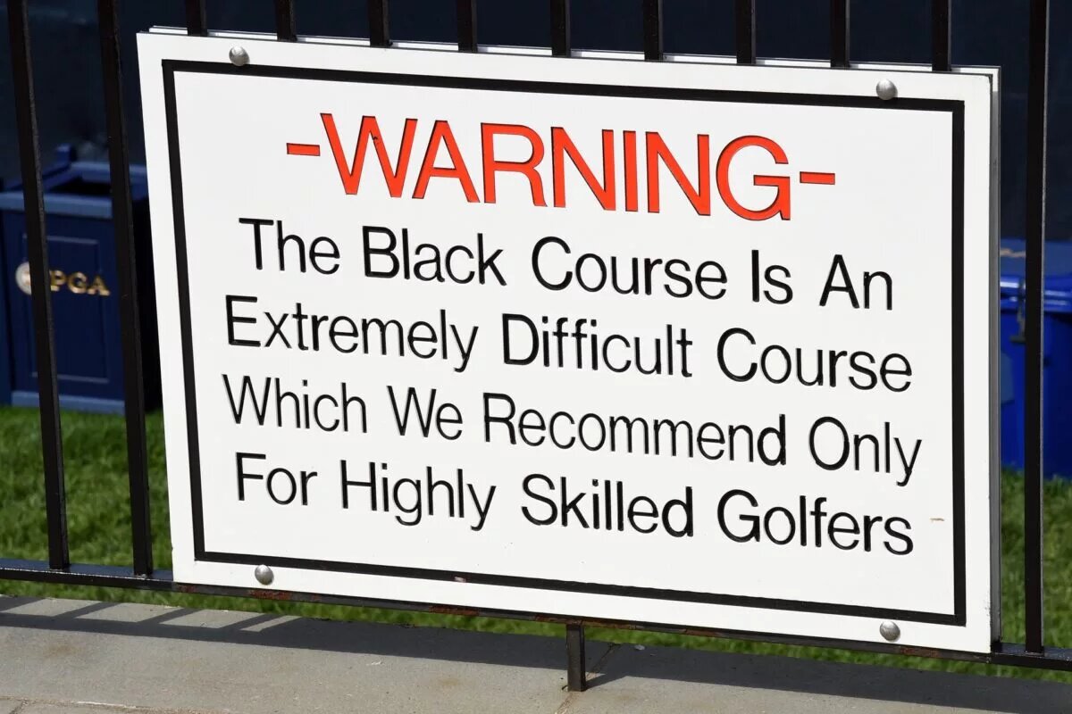 Bethpage Black warning sign