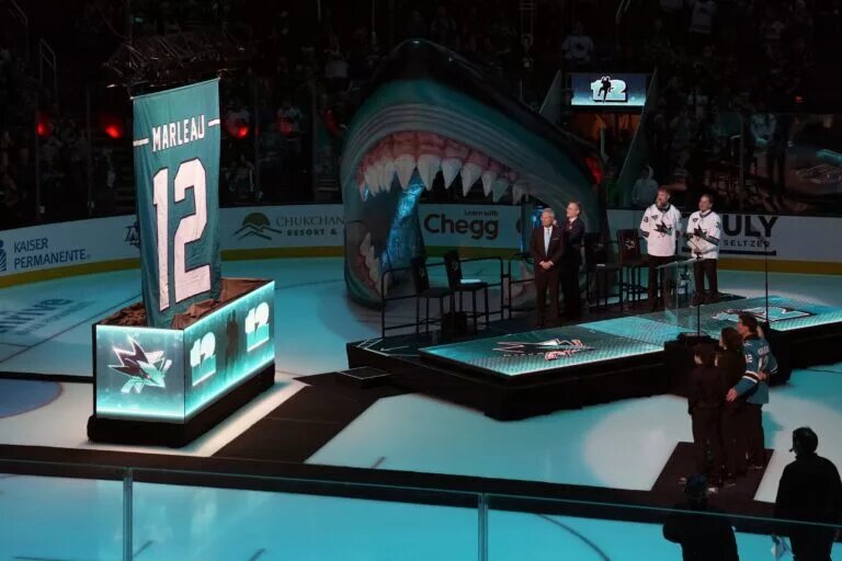 Patrick Marleau longtime San Jose Sharks player over 1000 games for the team.