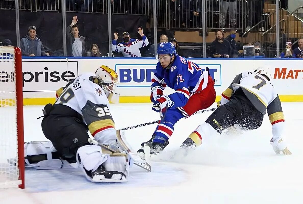 NEW YORK, NEW YORK - DECEMBER 17: Filip Chytil #72 of the New York Rangers skates against the Vegas Golden Knights at Madison Square Garden on December 17, 2021 in New York City. The Golden Knights defeated the Rangers 3-2 in the shootout. (Photo by Bruce Bennett/NHL/Getty Images)