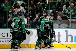 NHL Central Division: Dallas players celebrate goal