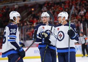 NHL Central Division: Winnipeg Jets players celebrate goal