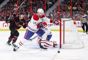 OTTAWA, CANADA - DECEMBER 14: Joel Edmundson #44 of the Montreal Canadiens skates against the Ottawa Senators at Canadian Tire Centre on December 14, 2022 in Ottawa, Ontario,Canada. (Photo by Chris Tanouye/Freestyle Photography/Getty Images)